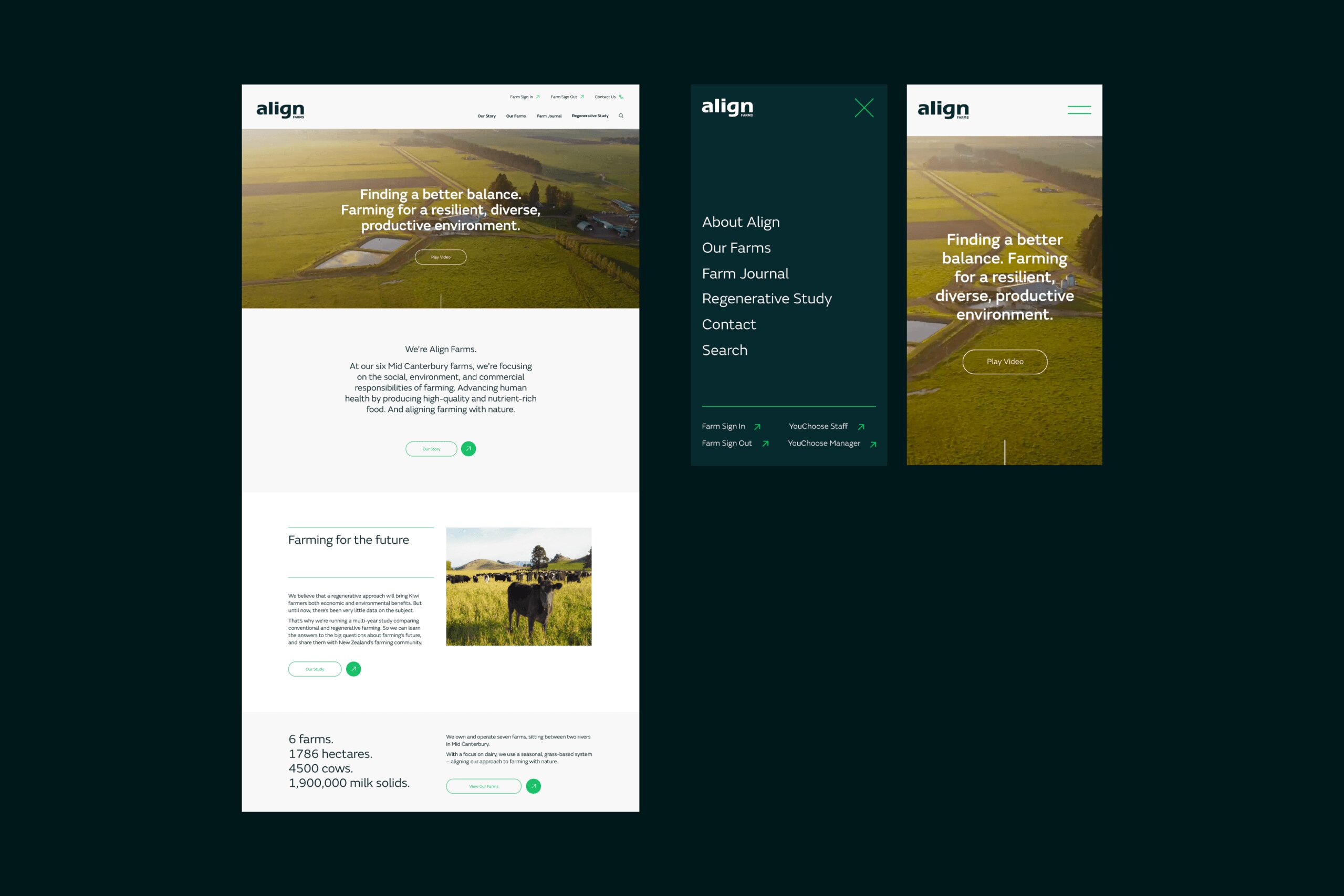 Images of the Align Farms website showing mobile and desktop.